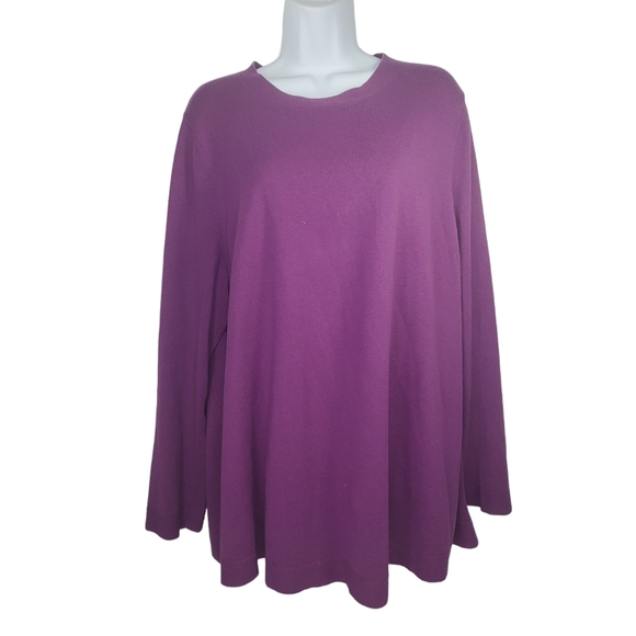 J. JILL Lightweight Cotton Blend Crew Neck Tunic Sweater Top Purple Sz XL - Picture 1 of 6